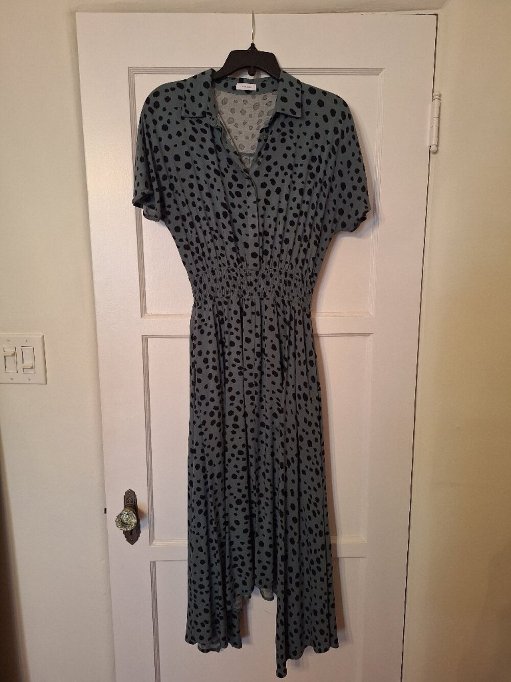 Lascana Olive Green Dress with Black Dots